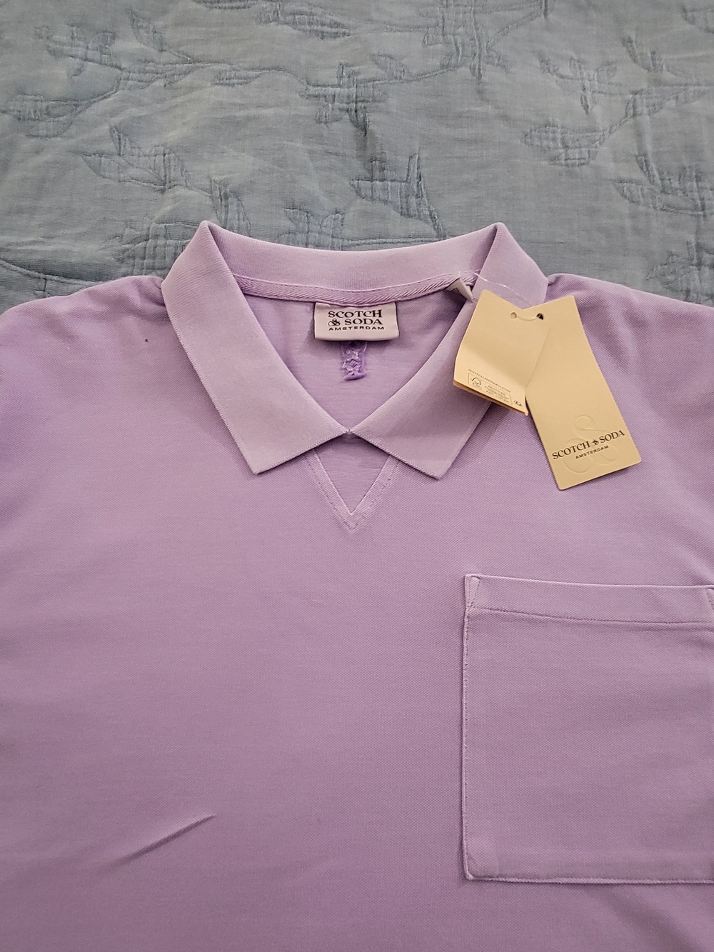 Scotch & Soda Men's Pastel Lavender Polo with Chest Pocket
